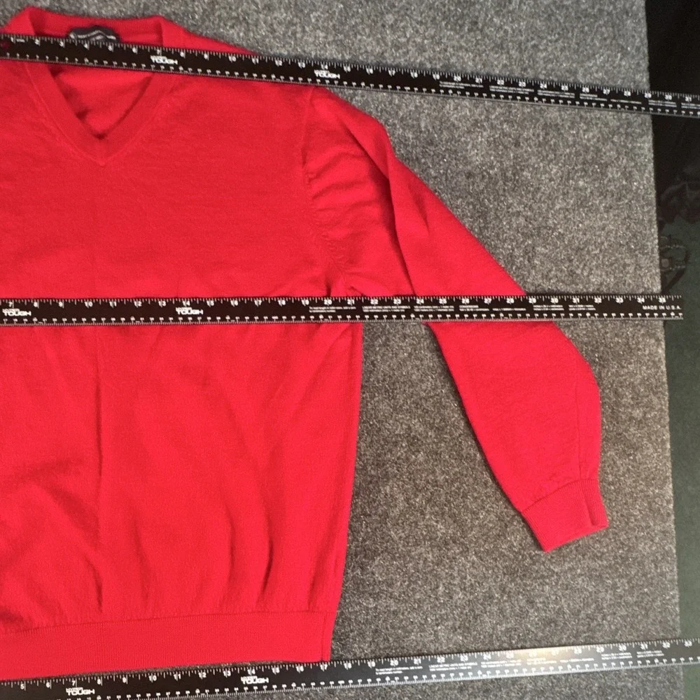 Hart Schaffner Marx Men's Merino Wool Knit V-Neck Pullover Sweater Red 2XLT